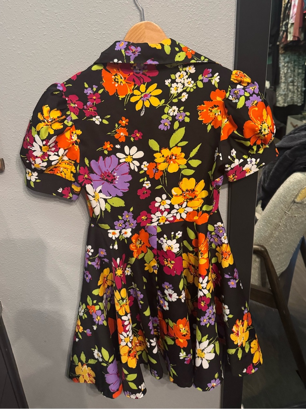 Retro Vintage Floral Button-Front Fit & Mini Flare Dress Bold 70’s Style 🌺 - Picture 11 of 14